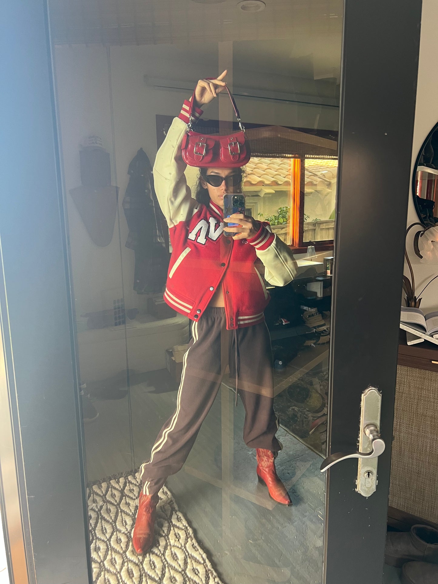 Waffle Knit Lounge Set in Brown