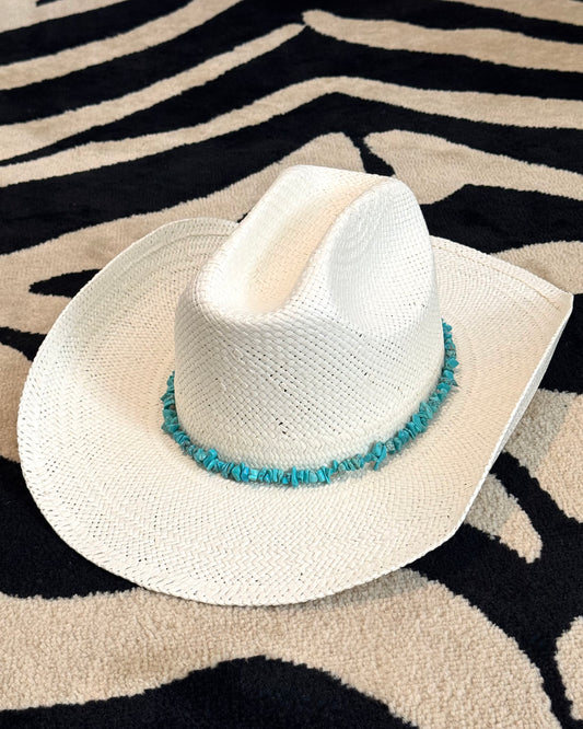 1 of 1: White Turquoise Cowboy Hat