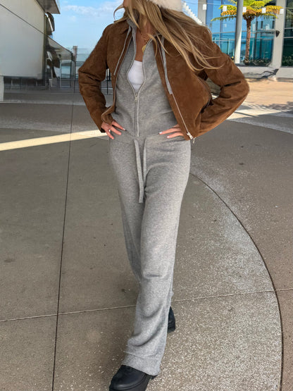 Grey Cozy Zipper Jacket