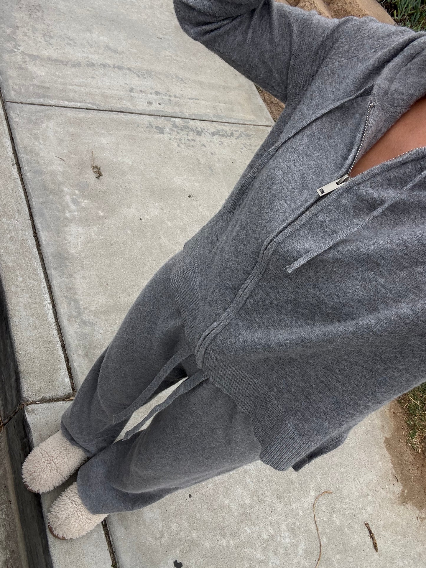 Grey Cozy Zipper Jacket