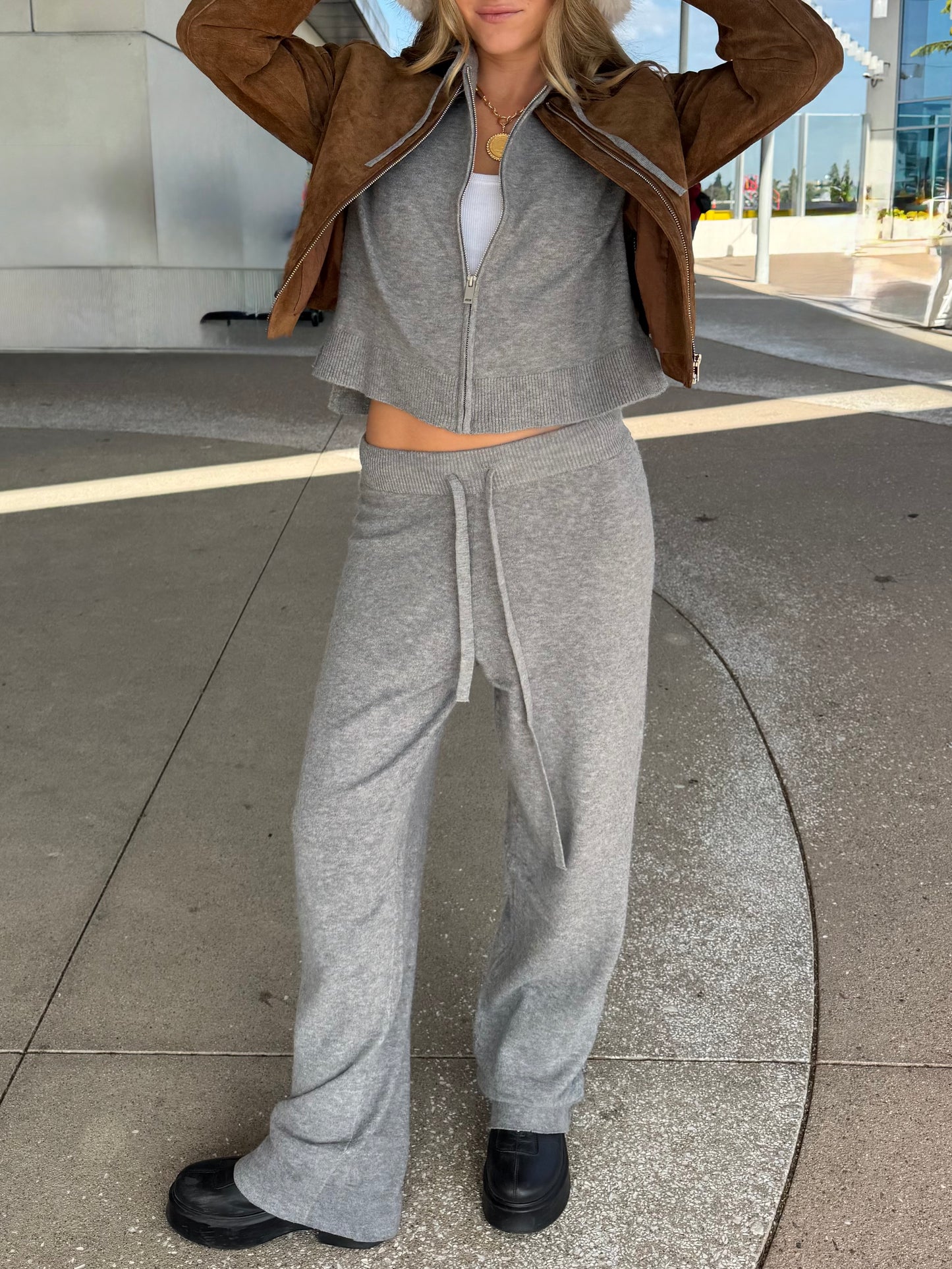 Grey Cozy Zipper Jacket