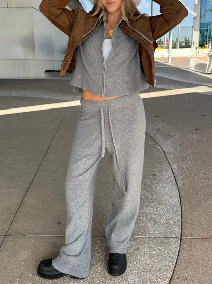 Grey Cozy Zipper Jacket