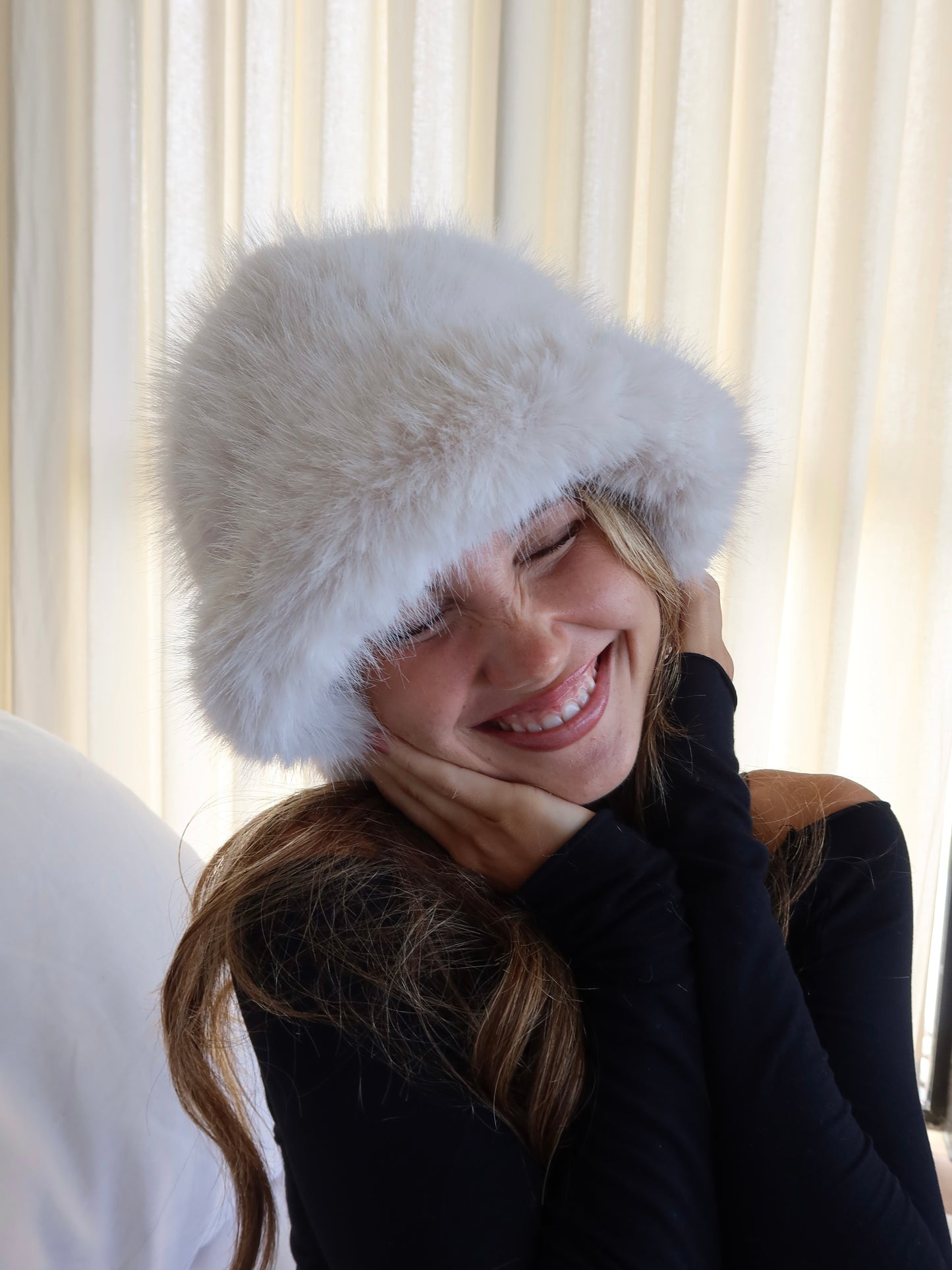 White Heavenly Fuzzy Bucket Hat