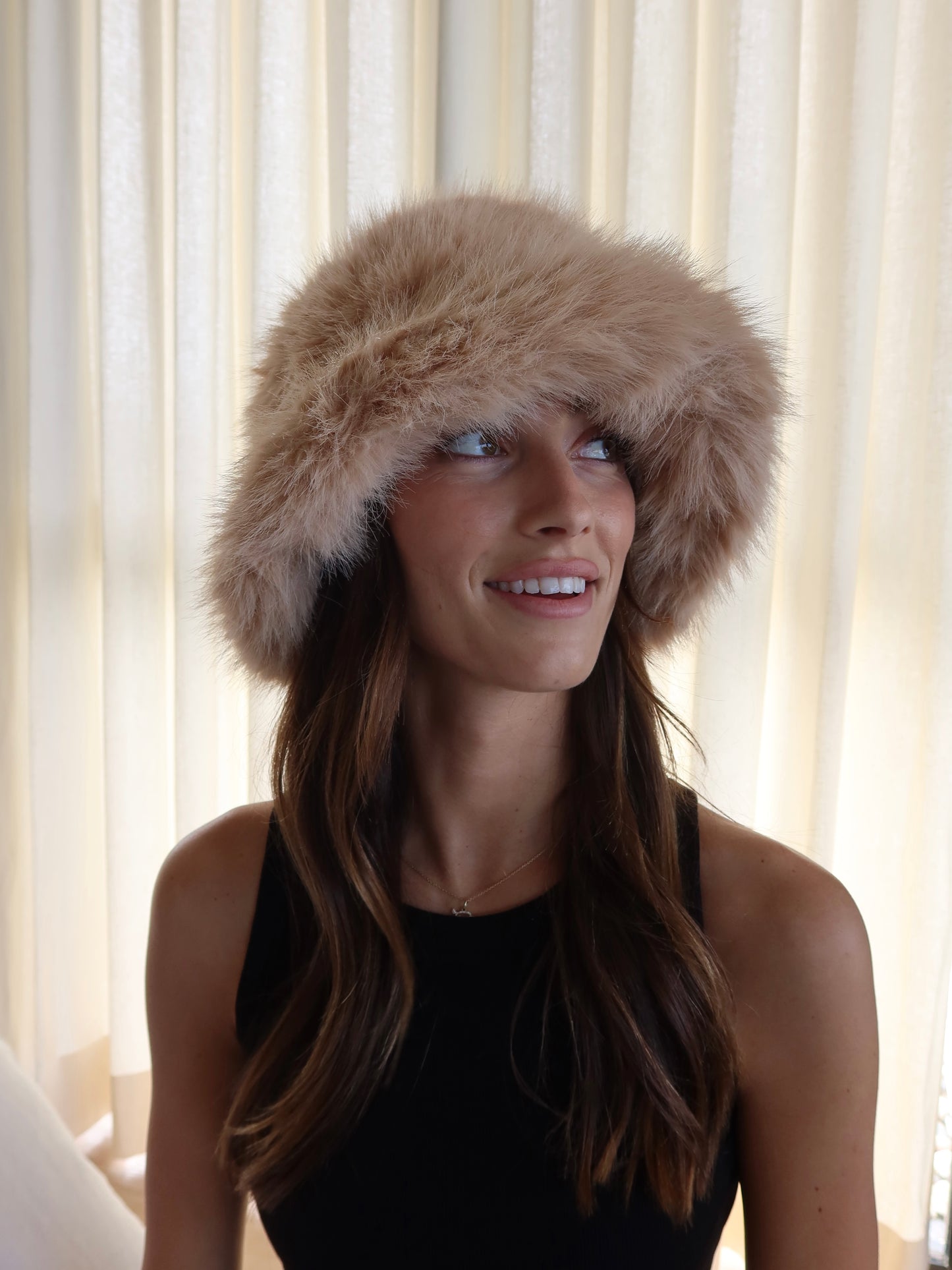 Khaki Heavenly Fuzzy Bucket Hat