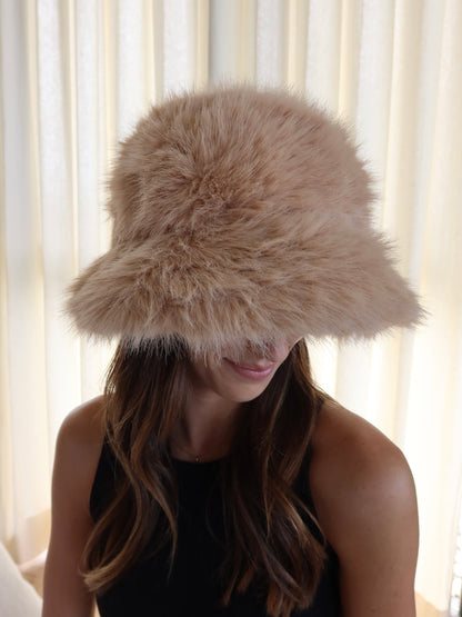 Khaki Heavenly Fuzzy Bucket Hat
