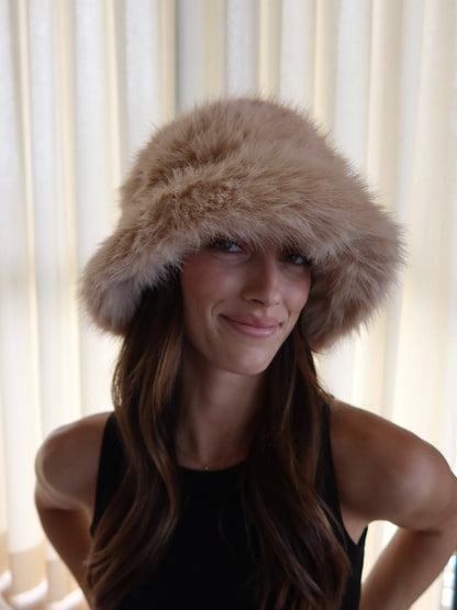 Khaki Heavenly Fuzzy Bucket Hat