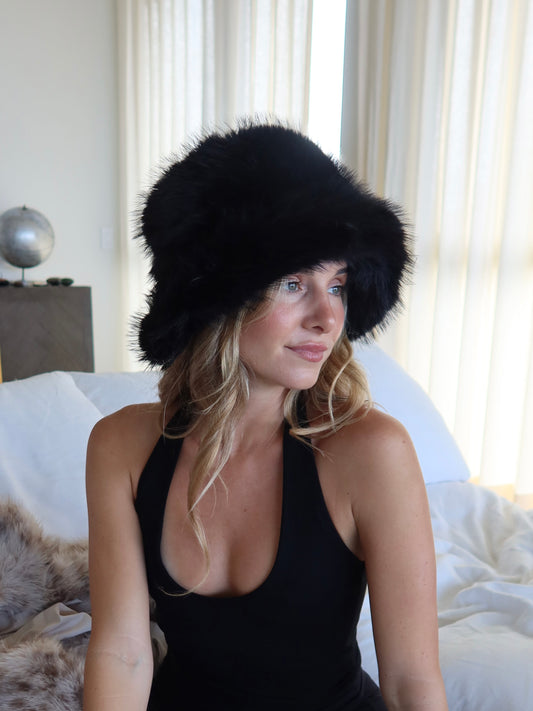 Black Heavenly Fuzzy Bucket Hat