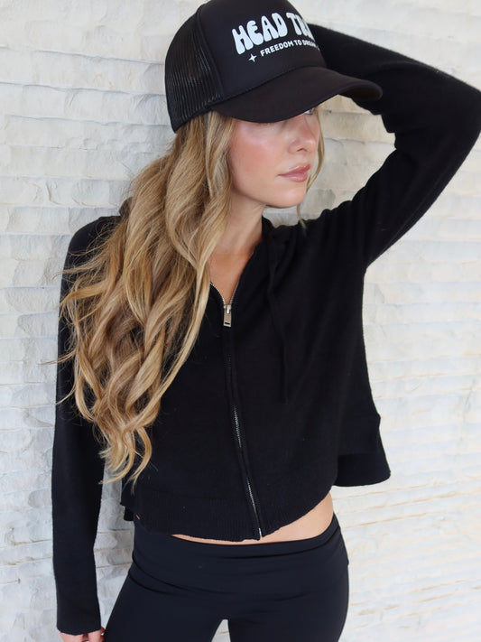 Black Cozy Zipper Jacket