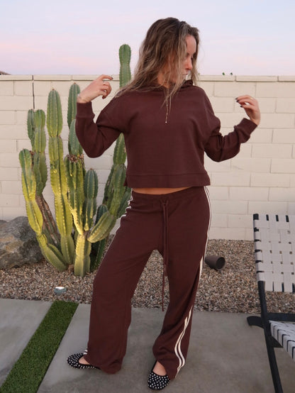 Waffle Knit Lounge Set in Brown