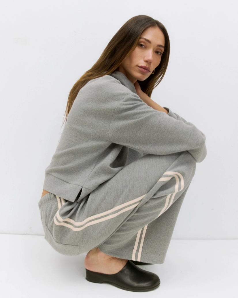 Waffle Knit Pant in Grey