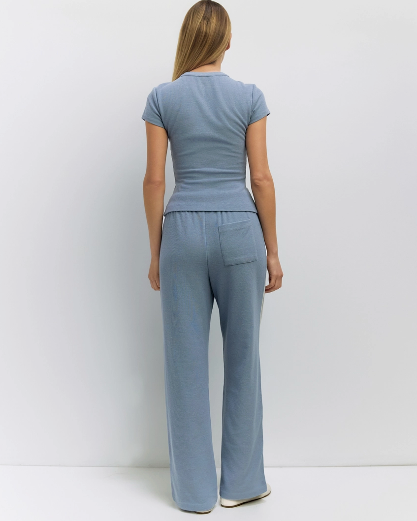 Waffle Knit Pant in Blue