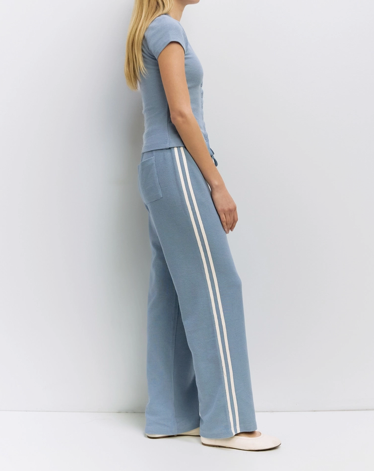 Waffle Knit Pant in Blue
