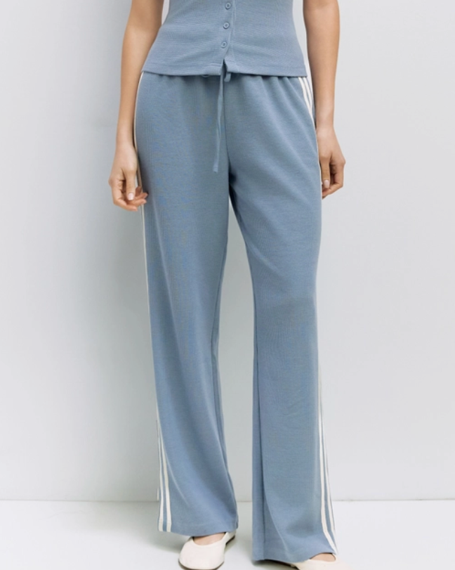Waffle Knit Pant in Blue