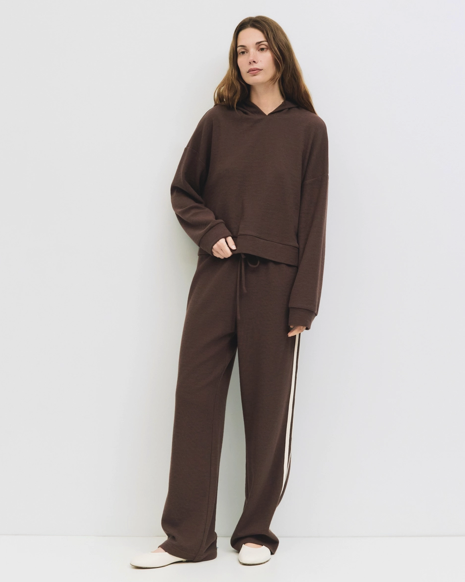 Waffle Knit Lounge Set in Brown